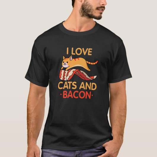 I Love Cats & Bacon I Barbeque I子猫I Bacon Tシャツ (正面)