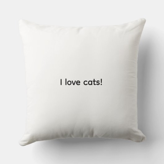 I Love Cats! Cat Throw Pillow クッション (裏面)