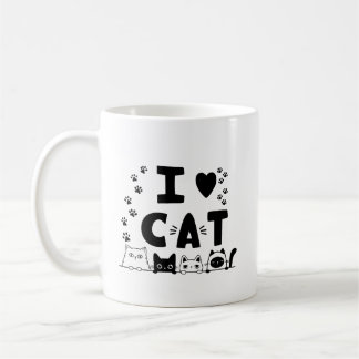 I Love Cats Mug – Cute Cat Print Coffee Cup – Gift コーヒーマグカップ