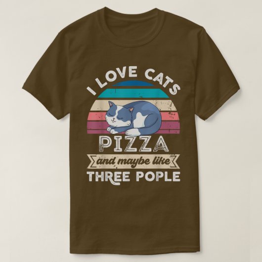 I love Cats Pizza and like Three People T-Shirt Tシャツ (デザイン正面)