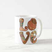 I Love Ceramics And Pottery Love コーヒーマグカップ (正面右)