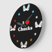 I Love Chaks Wall Clock (黒) ラージ壁時計 (傾斜)