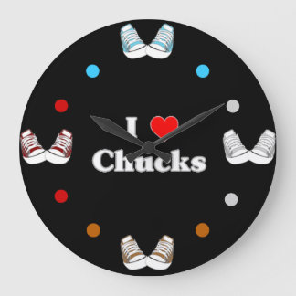 I Love Chaks Wall Clock (黒) ラージ壁時計