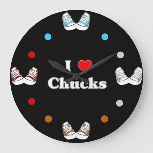 I Love Chaks Wall Clock (黒) ラージ壁時計 (正面)