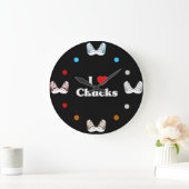 I Love Chaks Wall Clock (黒) ラージ壁時計 (ホーム)