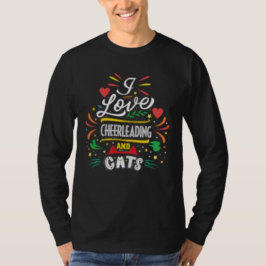 I Love Cheerleading And Cats  Cheerleader  For Gir Tシャツ (正面)