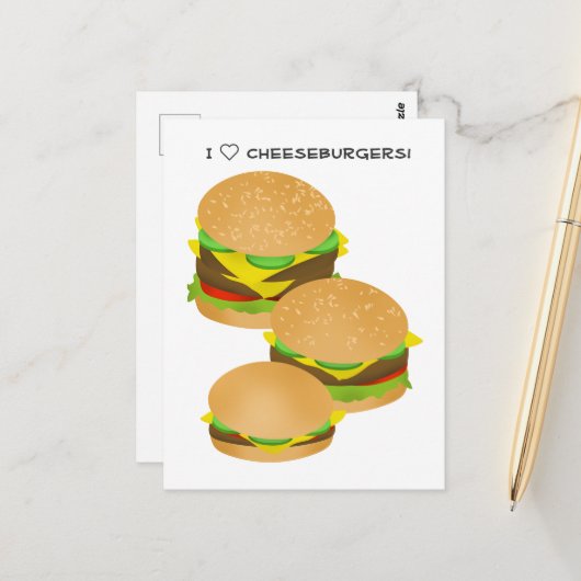 I Love Cheeseburgers ポストカード (正面/裏面インサイチュ)