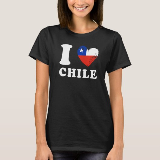 I Love Chileハート国旗チリ Tシャツ (正面)