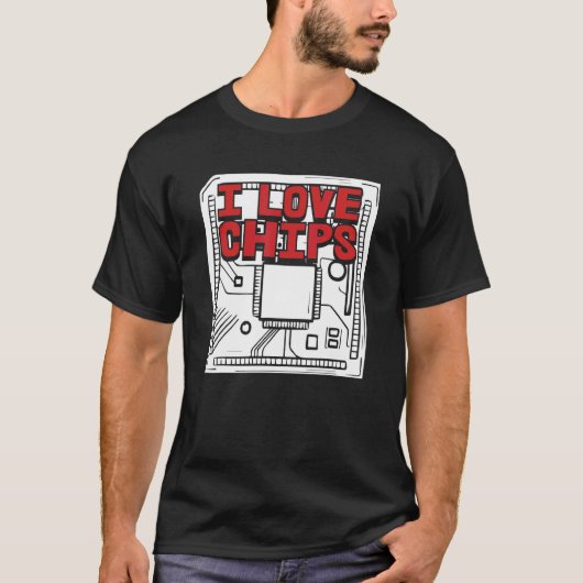 I Love Chipsをコーディングする開発者ソフトウェアプログラマ Tシャツ (正面)