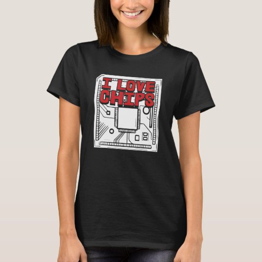 I Love Chipsをコーディングする開発者ソフトウェアプログラマ Tシャツ (正面)