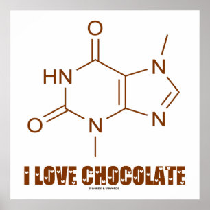 I Love Chocolate （テオブロミン化学分子） ポスター