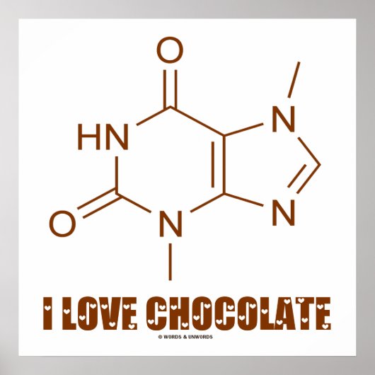 I Love Chocolate (テオブロミン化学分子) ポスター (正面)