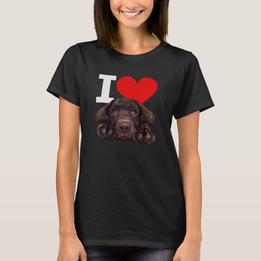 I Love Chocolate Lab Brown Labrador Retriever Love Tシャツ (正面)