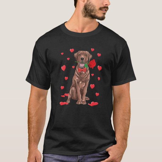 I Love Chocolate Labrador Heart Valentine's Day Do Tシャツ (正面)