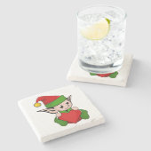 "I LOVE CHRISTMAS" エルフ ストーンコースター (横)