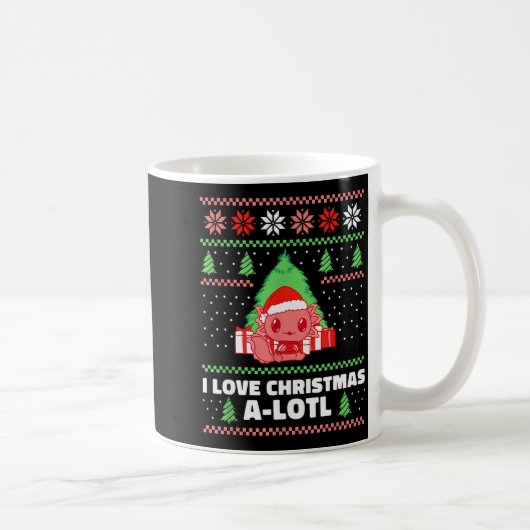 I Love Christmas A-lotl Axolotl In Santa Hat Ugly  コーヒーマグカップ (右)