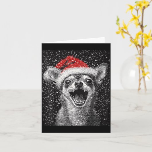 I Love Christmas Chihuahua  カード (黄色い花)