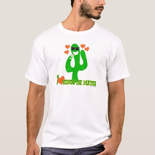 I Love Cinco De Mayo Cactus Cartoon Tシャツ (正面)