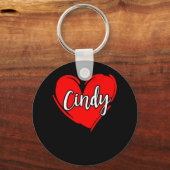 I Love CINDY – 愛のハート，ギフトバレンタインデー キーホルダー (正面)