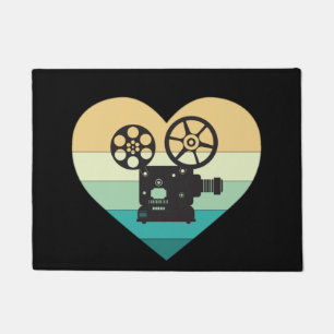 I Love Cinemaレトロ映写機 ドアマット
