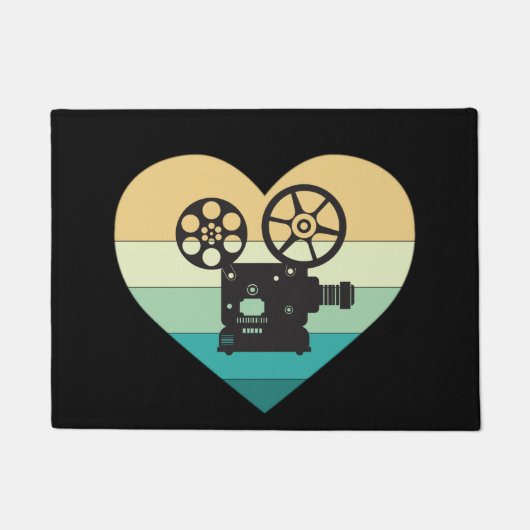 I Love Cinemaレトロ映写機 ドアマット (正面)