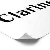 I Love Clarinet赤いハート・オブ・ミュージック・ノート ポスター (角)