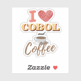 I Love Cobol Programming and Coffee Sticker シール