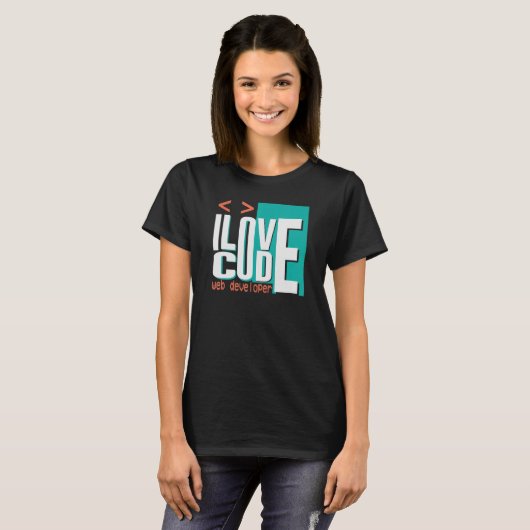 I Love Code Programmerくもの巣開発者 Tシャツ (正面フル)