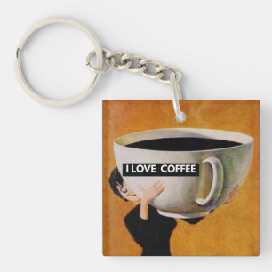 I Love Coffeeレトロ キーホルダー