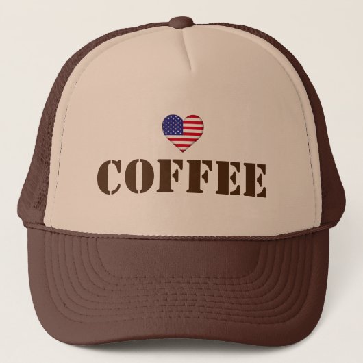 I Love Coffee™ トラック運転手用ハット キャップ (正面)
