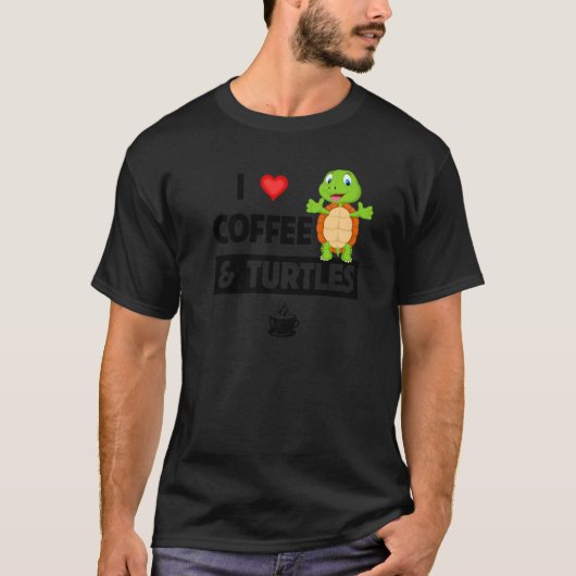 I Love Coffee and Turtles Caffeine Mug Tortoise Re Tシャツ (正面)
