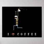 I Love Coffee Caffeine Guy Pixel Art Poster ポスター (正面)