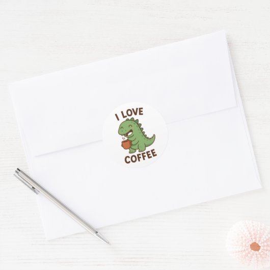 I Love Coffee – Coffee Lover Quote Design ラウンドシール (封筒)