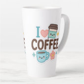 I Love Coffee Cute Kawaii Sticker – Adorable Coffe カフェラテマグ (右アングル)