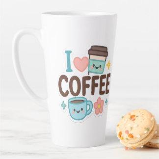 I Love Coffee Cute Kawaii Sticker – Adorable Coffe カフェラテマグ