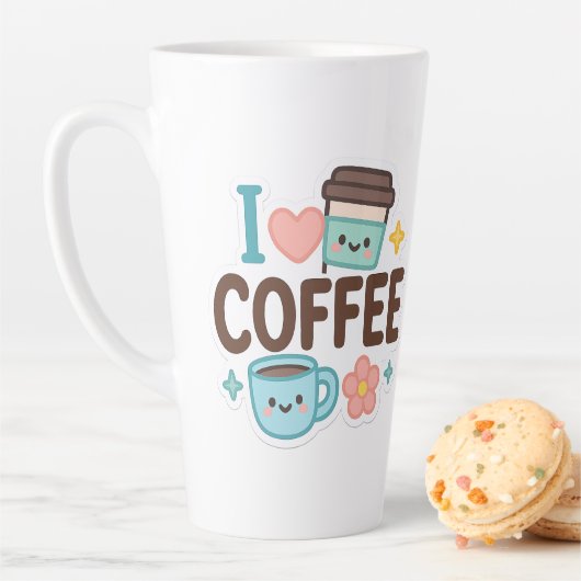 I Love Coffee Cute Kawaii Sticker – Adorable Coffe カフェラテマグ (インサイチュ)