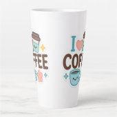 I Love Coffee Cute Kawaii Sticker – Adorable Coffe カフェラテマグ (正面)