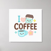 I Love Coffee Cute Kawaii Sticker – Adorable Coffe キャンバスプリント (正面)