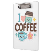 I Love Coffee Cute Kawaii Sticker – Adorable Coffe クリップボード (左)