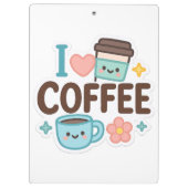 I Love Coffee Cute Kawaii Sticker – Adorable Coffe クリップボード (裏面)