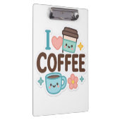 I Love Coffee Cute Kawaii Sticker – Adorable Coffe クリップボード (右)