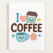 I Love Coffee Cute Kawaii Sticker – Adorable Coffe プランナー手帳 (正面)