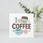I Love Coffee Cute Kawaii Sticker – Adorable Coffe 招待状 (スタンド正面)