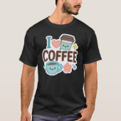 I Love Coffee Cute Kawaii Sticker – Adorable Coffe Tシャツ (正面)