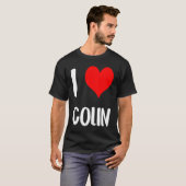 I love COLIN valentine sorry ladies guys heart bel Tシャツ (正面フル)