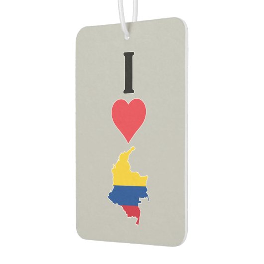 I Love Colombia Vertical Iハート国旗地図 カーエアーフレッシュナー (左)