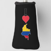 I Love Colombia Vertical Iハート国旗地図 ゴルフヘッドカバー (回転90)