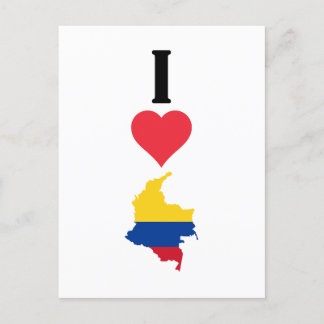 I Love Colombia Vertical Iハート国旗地図 ポストカード