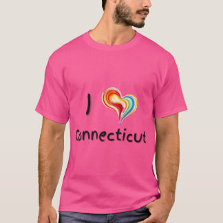 I Love Connecticut with a Colorful Swirling Heart  Tシャツ