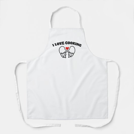 "I Love Cooking" Cute Angel Wings Apron – Fun Kitc エプロン (正面)